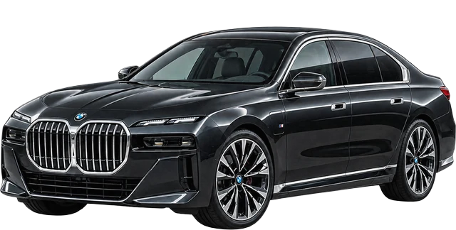 Black BMW 750e 2026 from the Proline fleet
