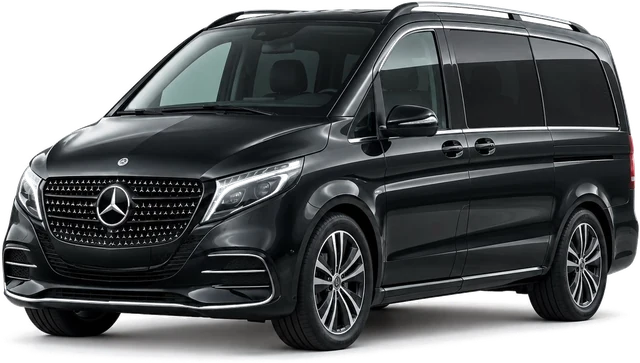 Black Mercedes V-Class 2025 from the Proline fleet