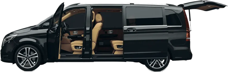 Mercedes V-Class of the Proline Taxi fleet, doors open